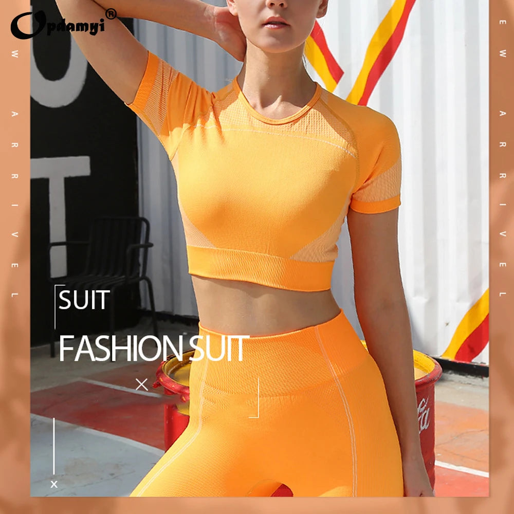 Tripple Moon  Women Workout CropTops Seamless Leggings