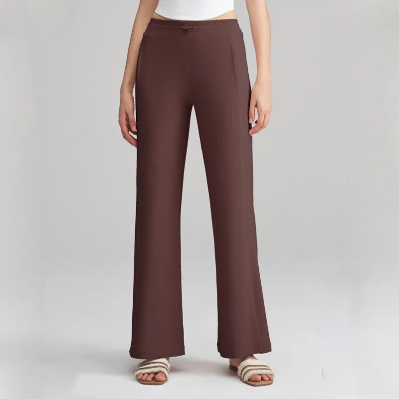 Leg Pants Casual Straight Pants with Pockets