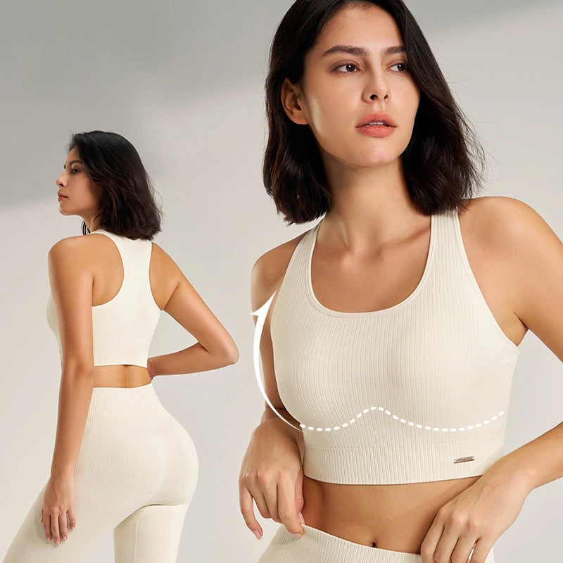 Bra Tops High Waisted Leggings Athletic Suit 2 Piece Yoga Wear