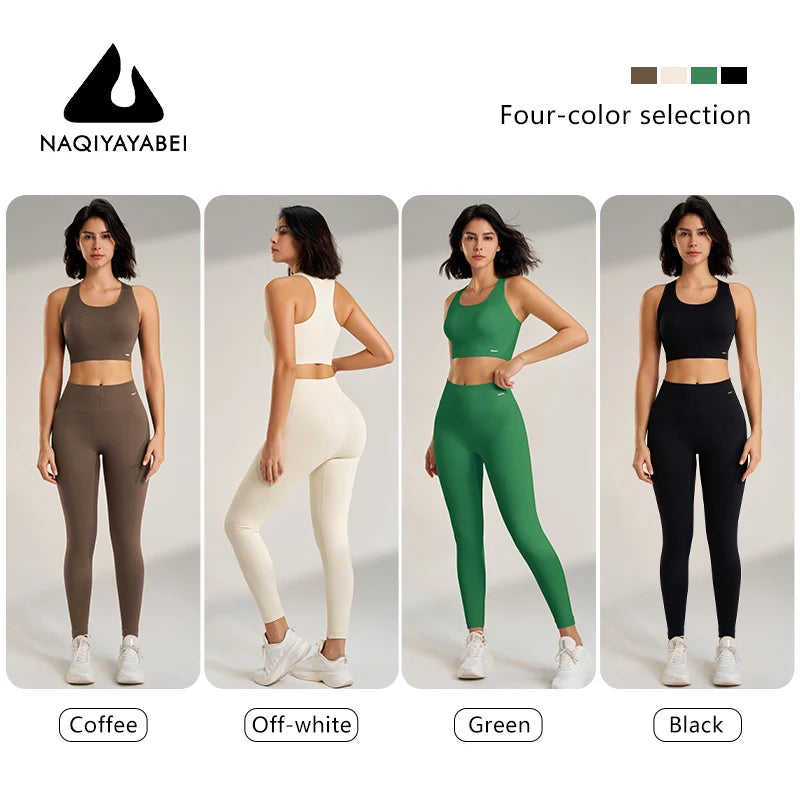 Bra Tops High Waisted Leggings Athletic Suit 2 Piece Yoga Wear