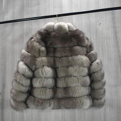 Real Fox fur  Coat Jacket Solid Fur