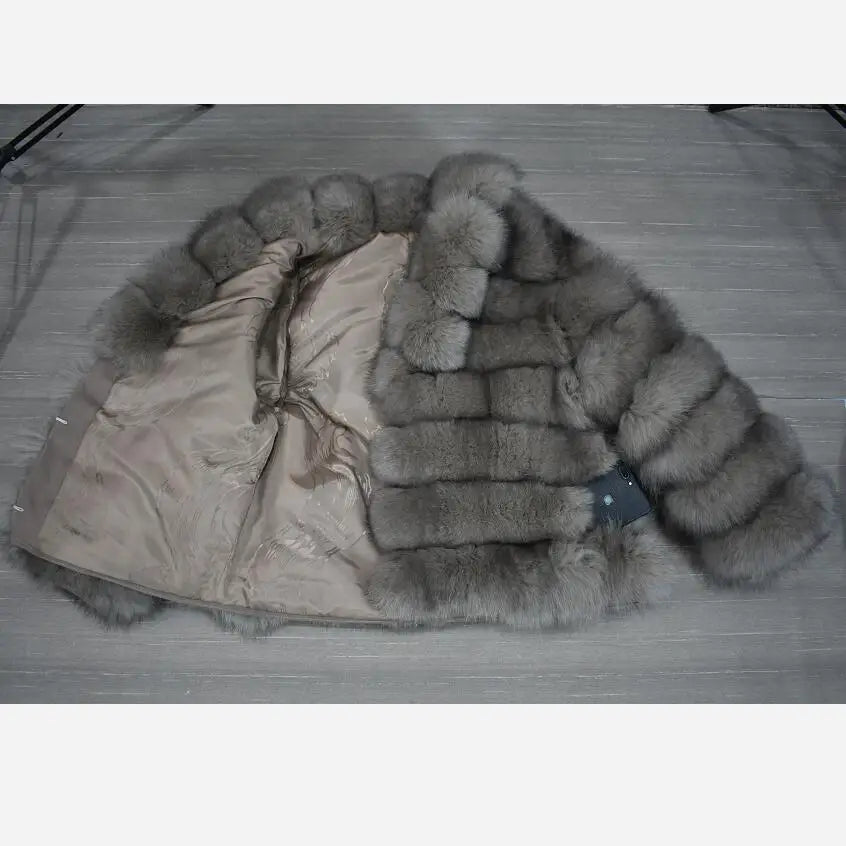 Real Fox fur  Coat Jacket Solid Fur