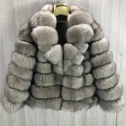 Real Fox fur  Coat Jacket Solid Fur