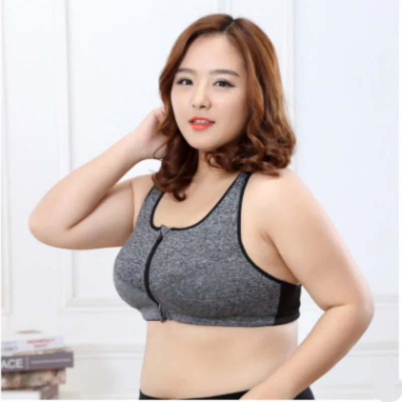 3XL Sports zipper Bras Plus Size