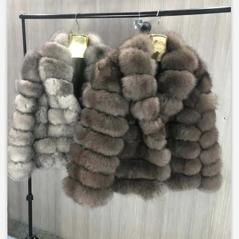 Real Fox fur  Coat Jacket Solid Fur