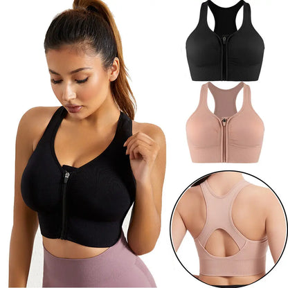 Zip Front Sports Bras Push Up