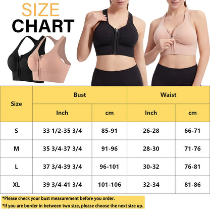 Zip Front Sports Bras Push Up