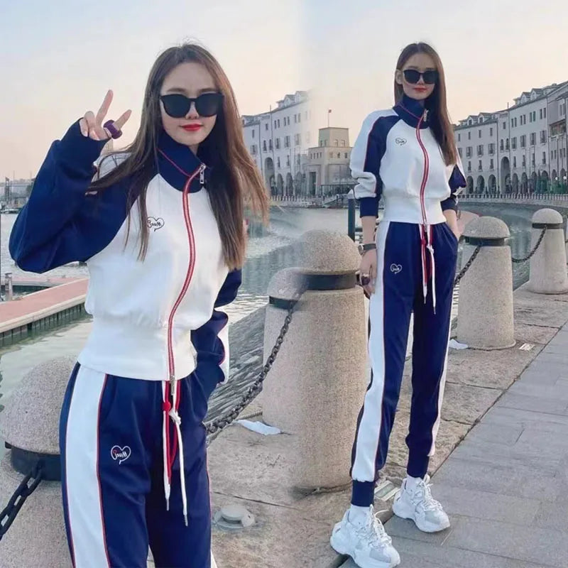 Korean Loose Jacket Sweatshirt+pant Running Jogger