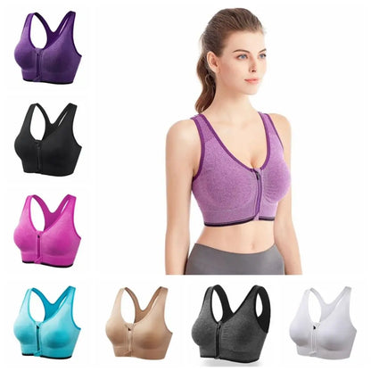 Non-steel Ring Sports Bra front zipper