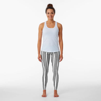 Black And White Stripes Leggings