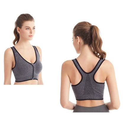 Non-steel Ring Sports Bra front zipper