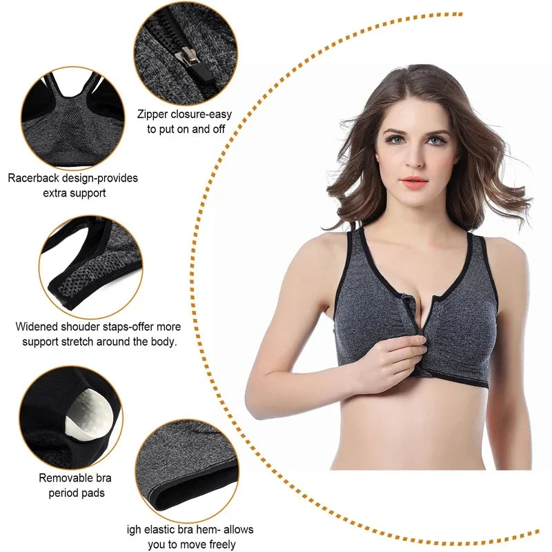 Sports Bras Front Zipper