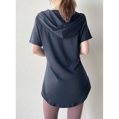 Hooded Short Sleeve Sport Shirt Camila