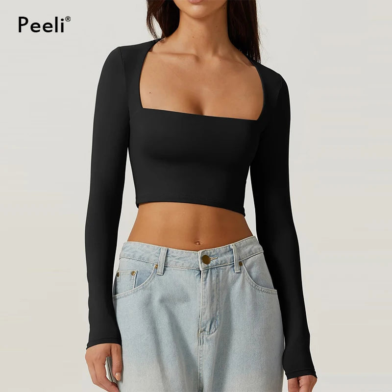 Long Sleeve Gym Crop Top