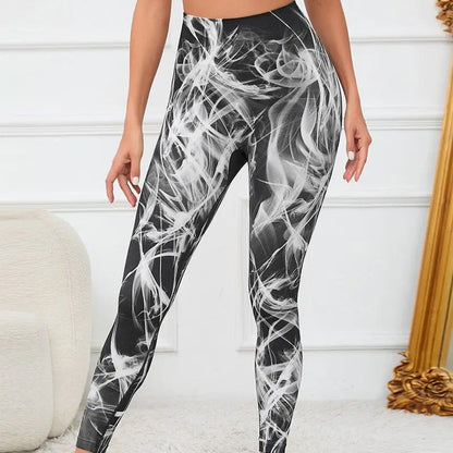 Quần legging liền mạch nhuộm màu Tie Dye dành cho nữ dùng cho phòng tập yoga, quần legging thể thao tập luyện nâng cao, quần bó cạp cao, quần áo thể dục cho nữ