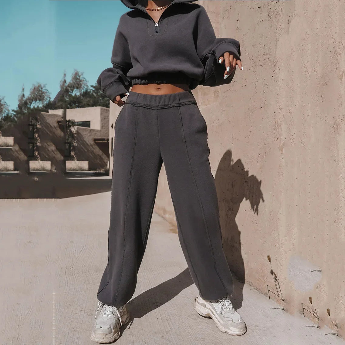 Zipper Sweatshirt Sweatpants