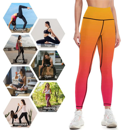 Yellow Orange Pink Ombre Leggings