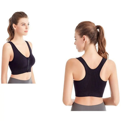 Non-steel Ring Sports Bra front zipper