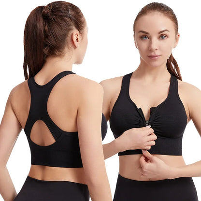 Zip Front Sports Bras Push Up