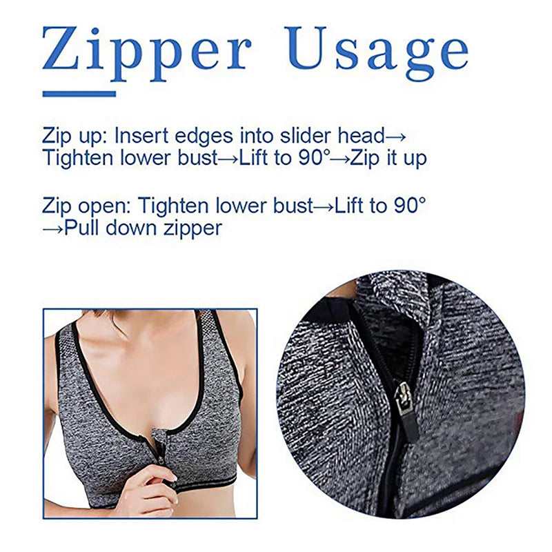 Zipper Push Up Sports Bra