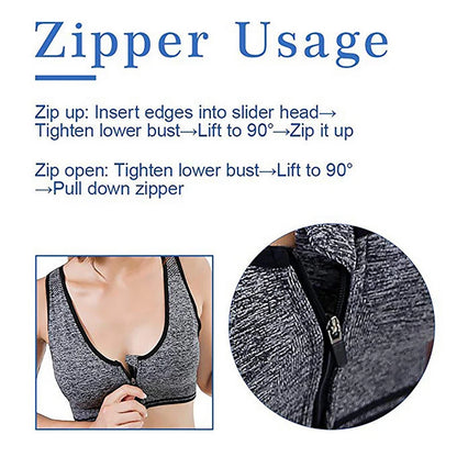 Zipper Push Up Sports Bra