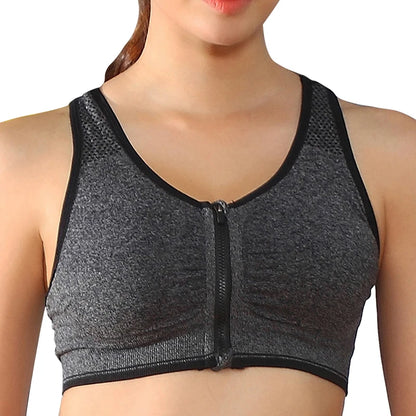 Zipper Push Up Sports Bra