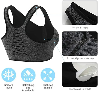 Sports Bra Crop Top zipper