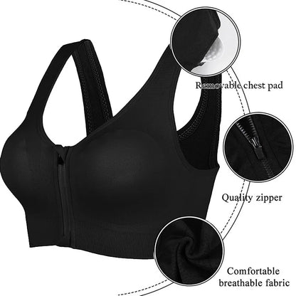 Zipper Push Up Sports Bra