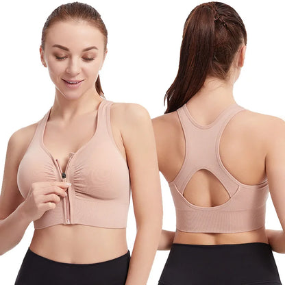 Zip Front Sports Bras Push Up