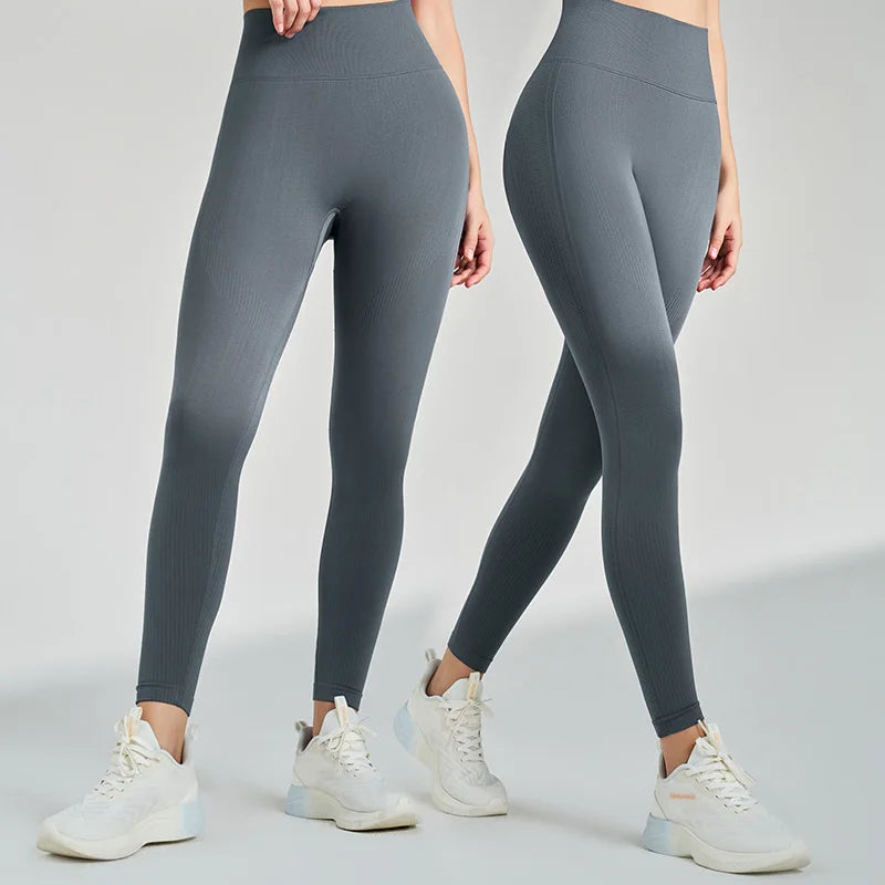 Quần tập yoga liền mạch cho nữ Quần legging tập thể dục cạp cao nâng hông Quần yoga màu trơn nâng mông đào