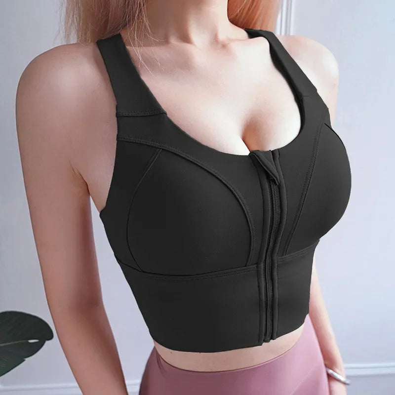 Large Size High Waist Zipper Sports Croptops