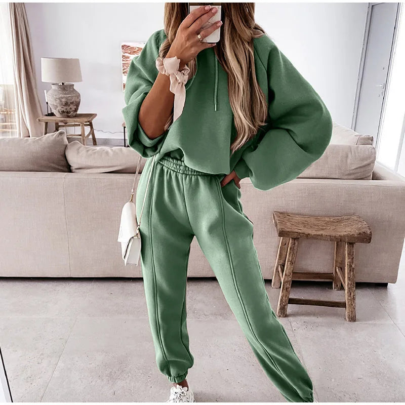 Sports  2pcs Sweatshirts Pants Suit Sweatpants