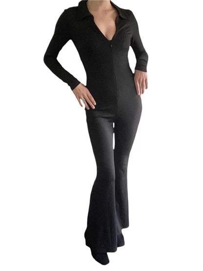 Jumpsuit Long Sleeve Square Neck